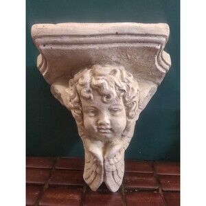 Eros Cupid Angel Cherub Wall Sconce Shelf Vintage Chalkware 7"x6.5"x4"